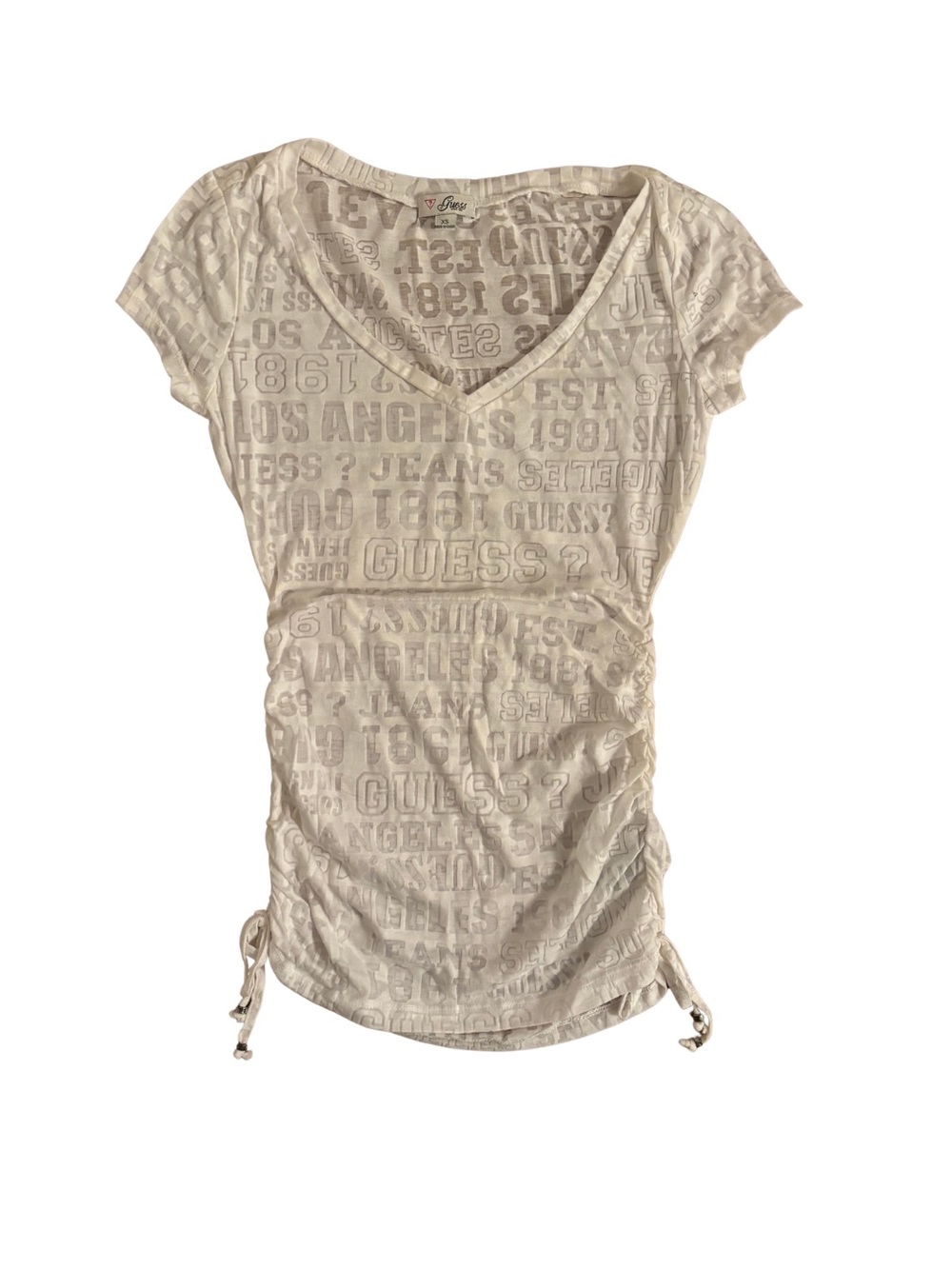 2000’s Guess White Logo V-Neck Tee